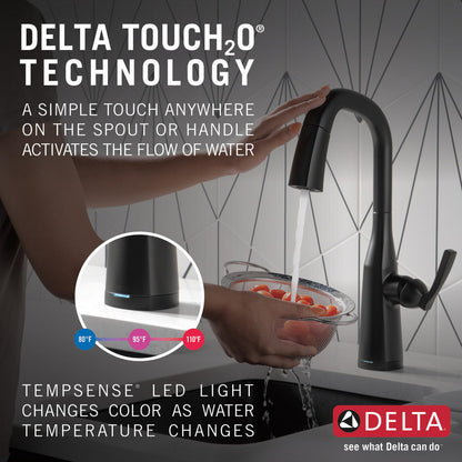 Delta Stryke Single Handle Pull-Down Bar/Prep Faucet with Touch2O Technology - 9976T