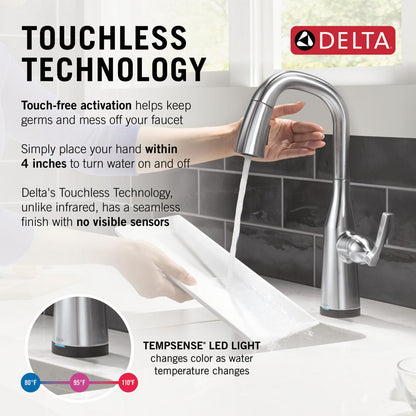 Delta Stryke Touchless Pulldown Bar Faucet - 9976TL