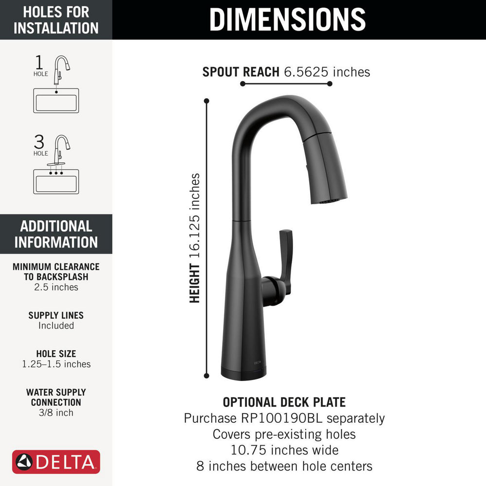 Delta Stryke Touchless Pulldown Bar Faucet - 9976TL