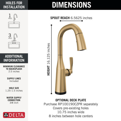 Delta Stryke Touchless Pulldown Bar Faucet - 9976TL