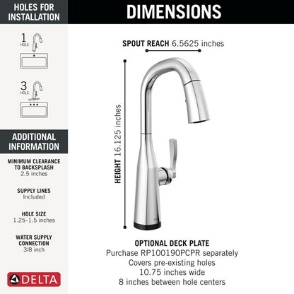 Delta Stryke Touchless Pulldown Bar Faucet - 9976TL