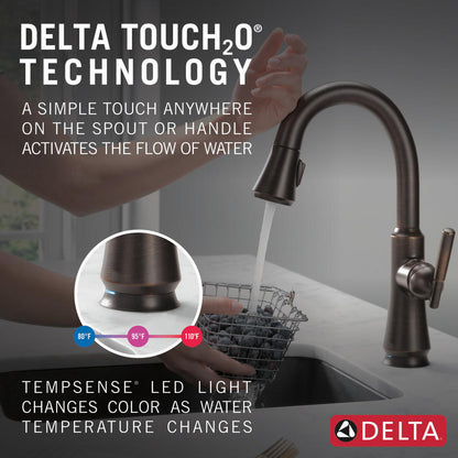 Delta Coranto Single Handle Pull Down Bar/Prep Faucet with Touch2O Technology - 9979T