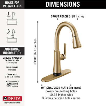 Delta Coranto Pulldown Touchless Kitchen Bar Faucet - 9979TL