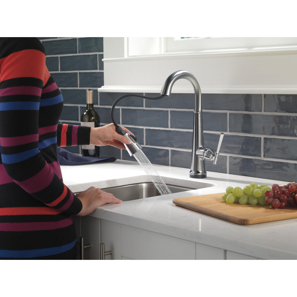 Delta Emmeline Single Handle Pull Down Bar/Prep Faucet with Touch2O Technology - 9982T