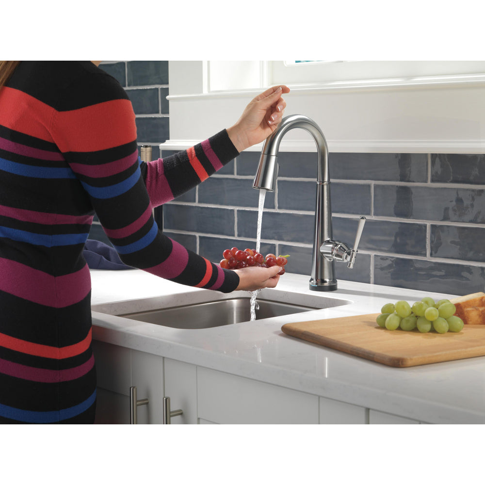 Delta Emmeline Single Handle Pull Down Bar/Prep Faucet with Touch2O Technology - 9982T