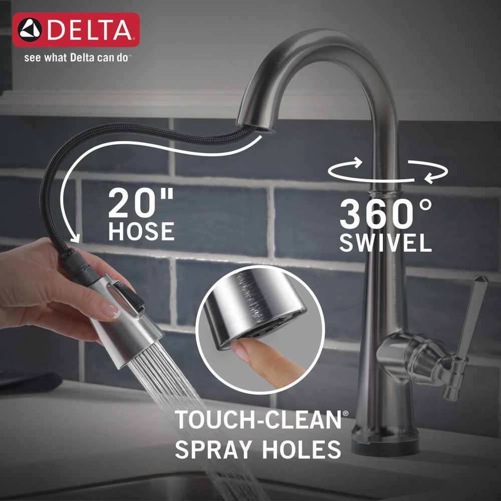 Delta Emmeline Single Handle Pull Down Bar/Prep Faucet with Touch2O Technology - 9982T