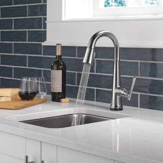 Delta Emmeline Single Handle Pull Down Bar/Prep Faucet with Touch2O Technology - 9982T