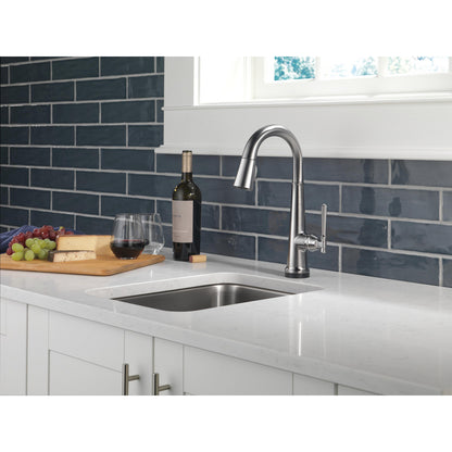 Delta Emmeline Single Handle Pull Down Bar/Prep Faucet with Touch2O Technology - 9982T