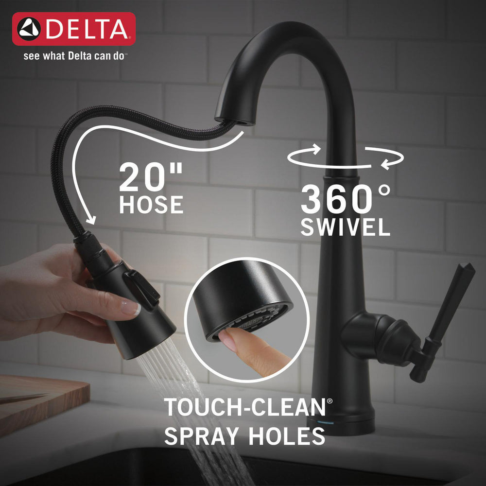 Delta Emmeline Single Handle Pull Down Bar/Prep Faucet with Touch2O Technology - 9982T
