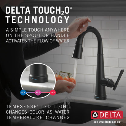 Delta Emmeline Single Handle Pull Down Bar/Prep Faucet with Touch2O Technology - 9982T