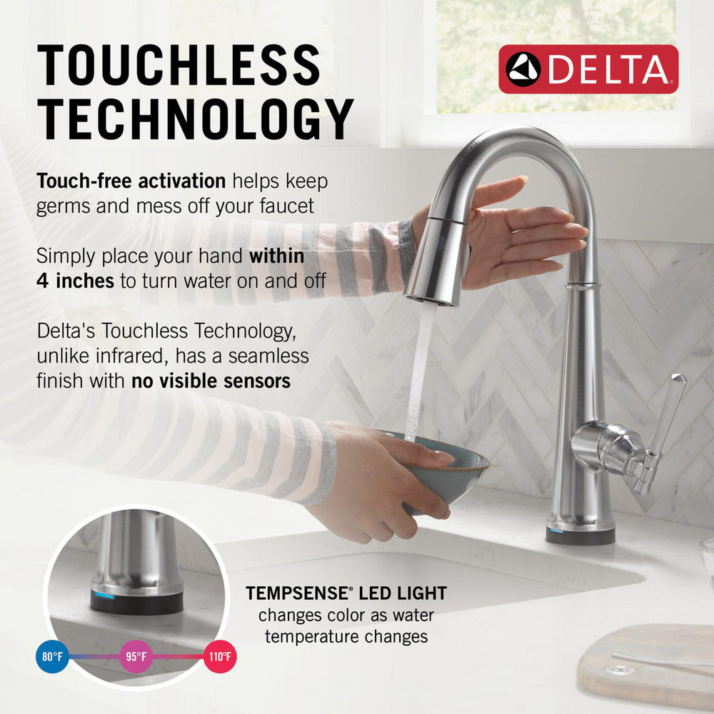 Delta Emmeline Touchless Pulldown Bar Faucet -9982TL