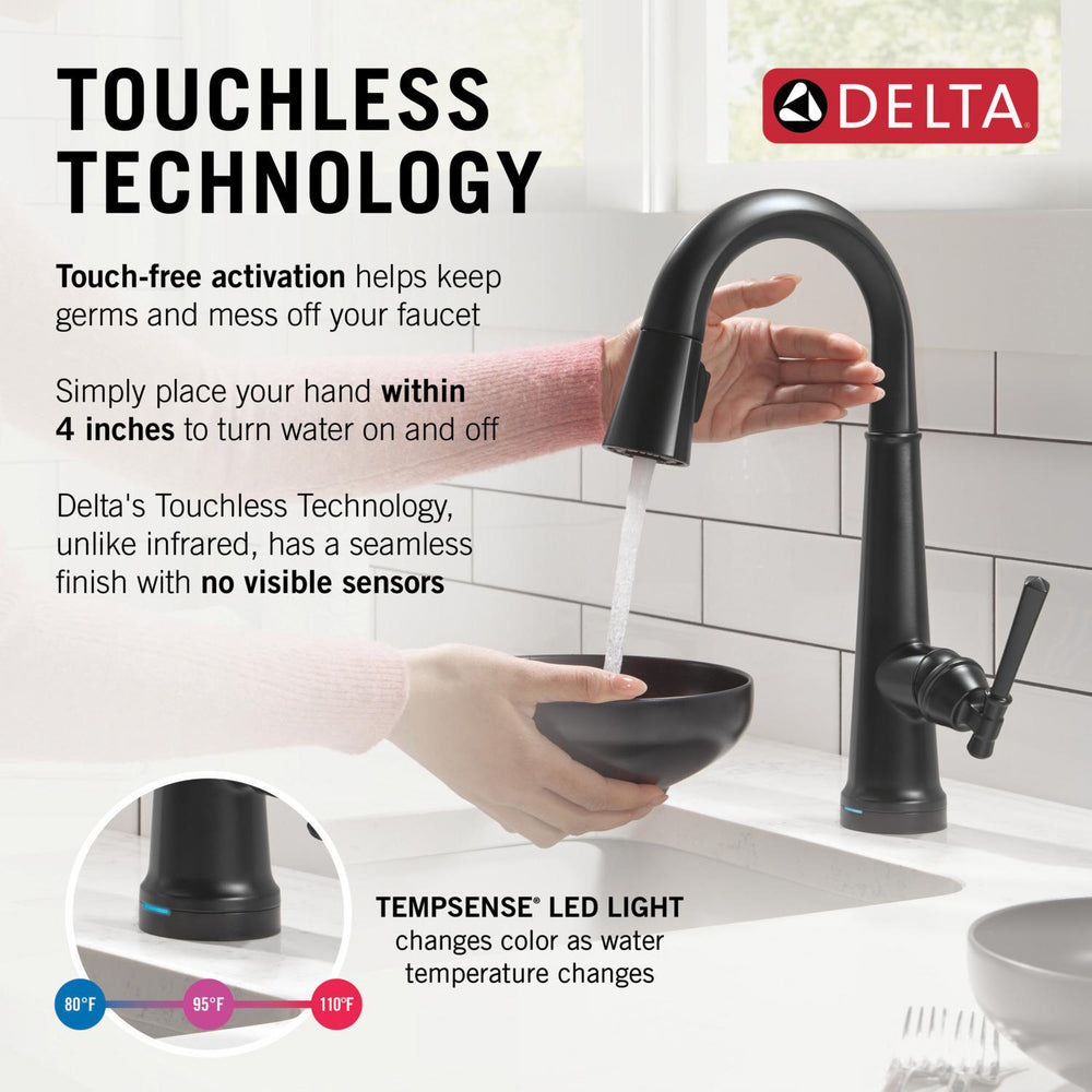 Delta Emmeline Touchless Pulldown Bar Faucet -9982TL