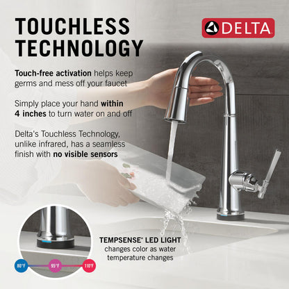 Delta Emmeline Touchless Pulldown Bar Faucet -9982TL
