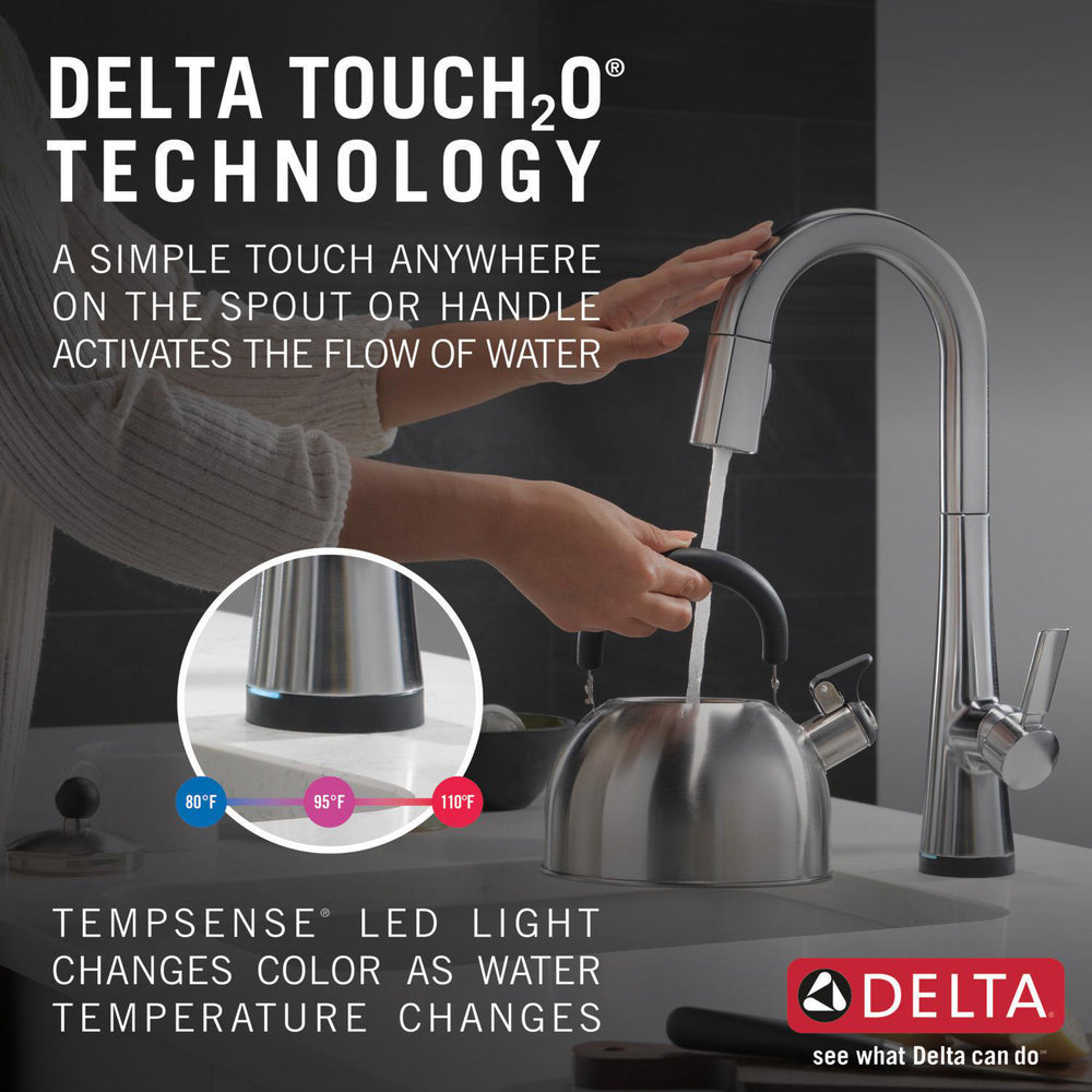 Delta Monrovia Single Handle Pull-Down Bar/Prep Faucet with Touch2O Technology - 9991T