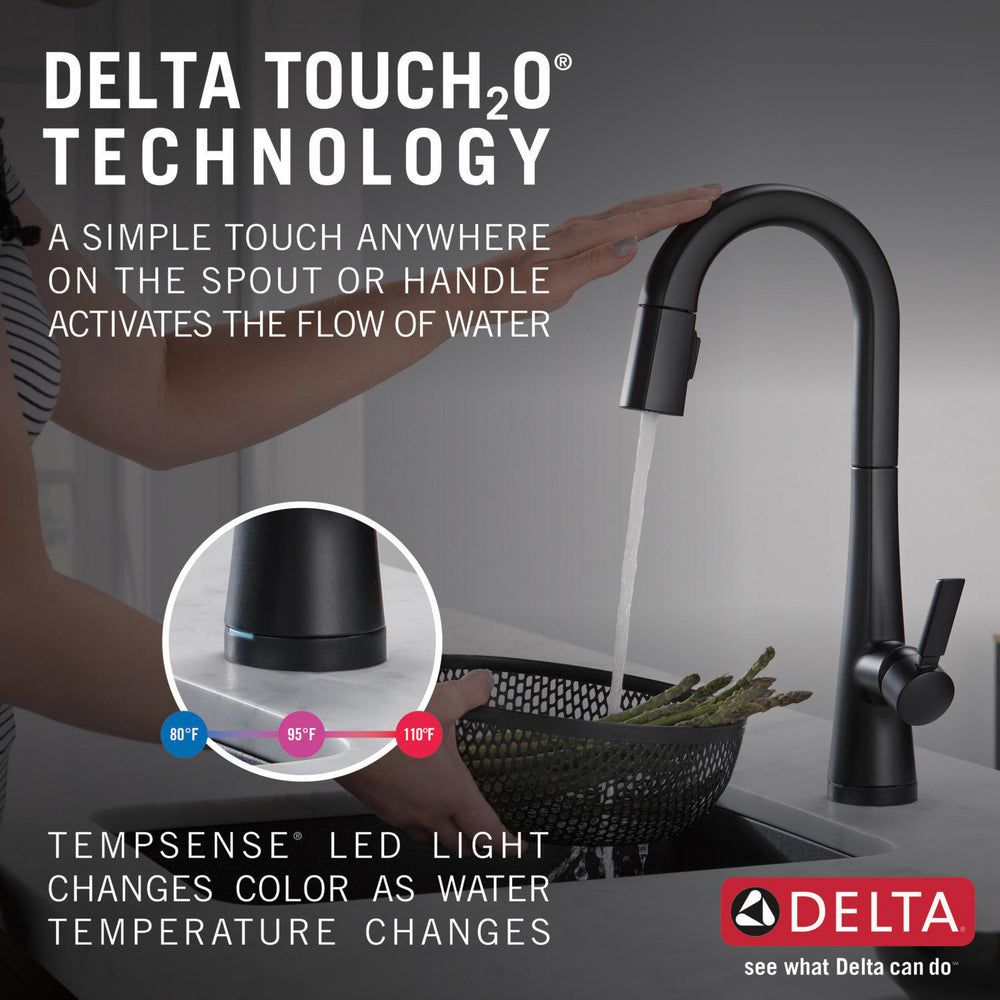 Delta Monrovia Single Handle Pull-Down Bar/Prep Faucet with Touch2O Technology - 9991T