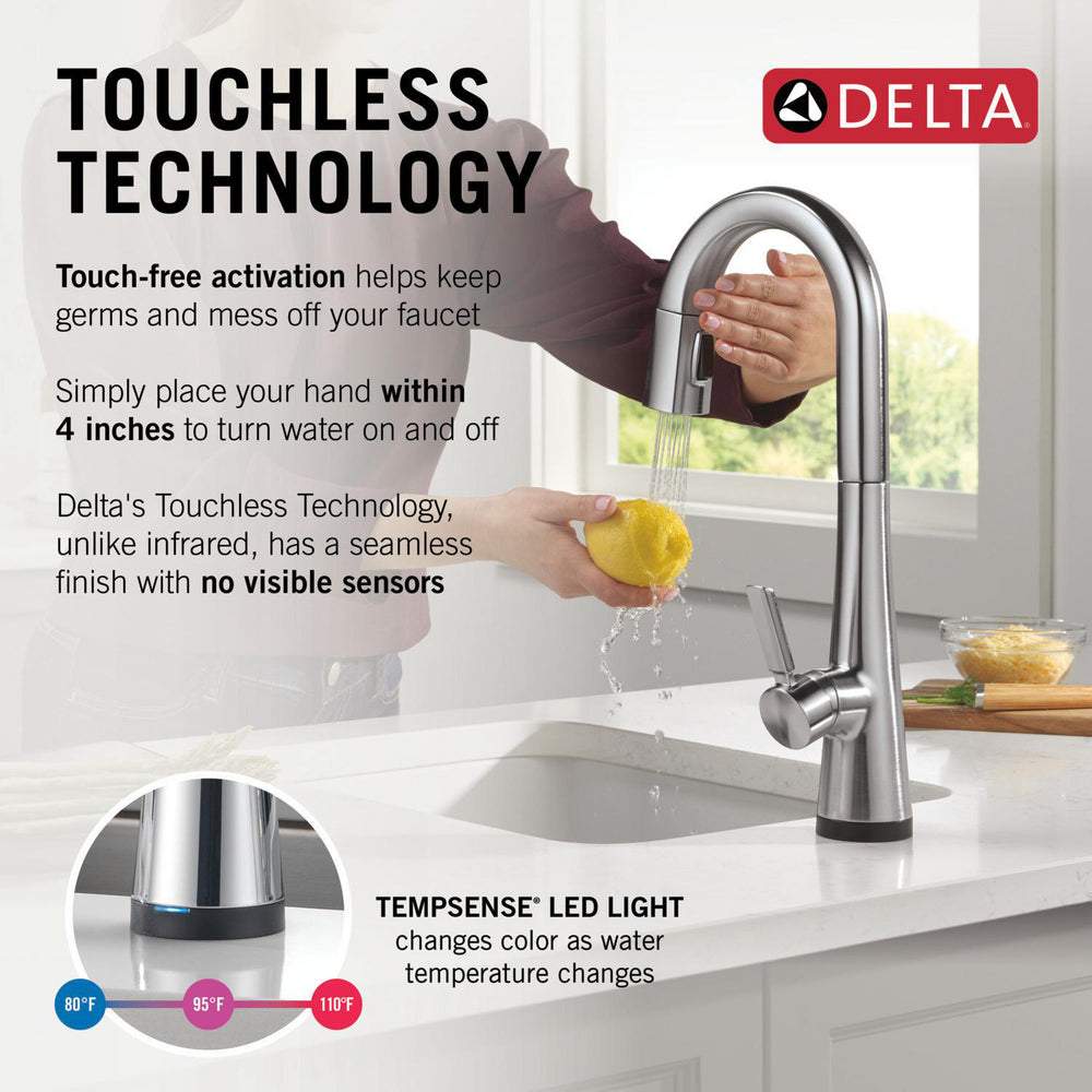 Delta Monrovia Touchless Pulldown Bar Faucet - 9991TL