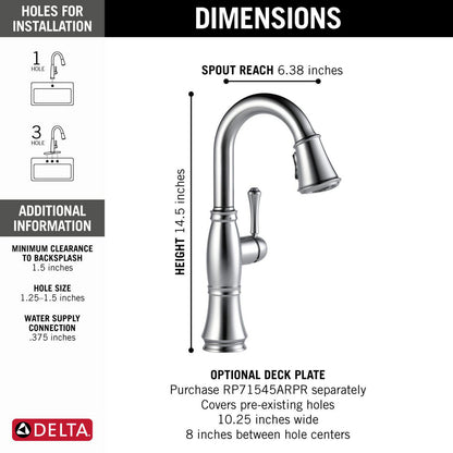 Delta Cassidy Single Handle Pulldown Bar/Prep Faucet - 9997