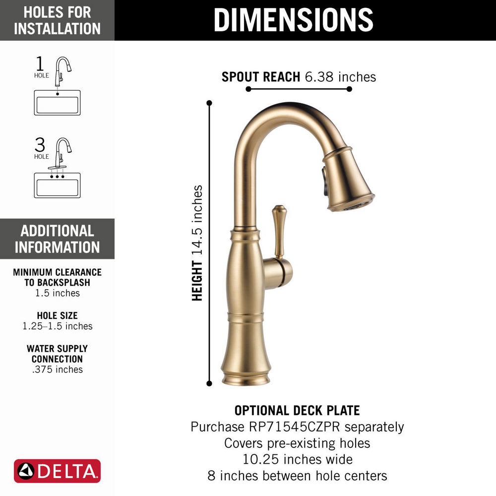 Delta Cassidy Single Handle Pulldown Bar/Prep Faucet - 9997