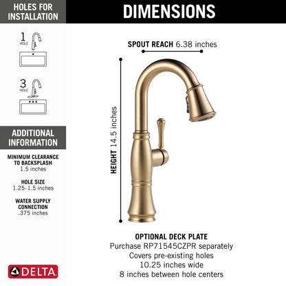 Delta Cassidy Single Handle Pulldown Bar/Prep Faucet - 9997