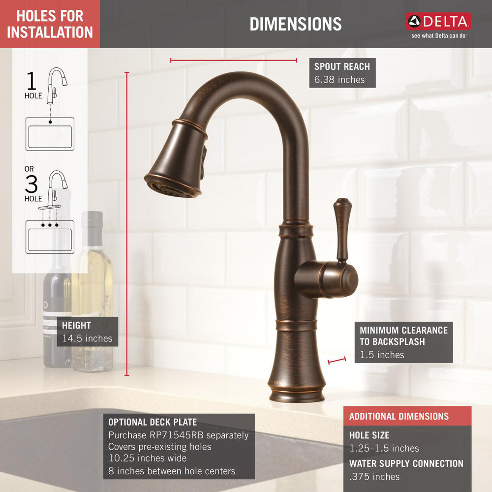 Delta Cassidy Single Handle Pulldown Bar/Prep Faucet - 9997