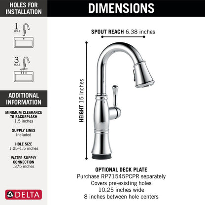 Delta Cassidy Single Handle Pulldown Bar/Prep with Touch2O Technology - 9997T