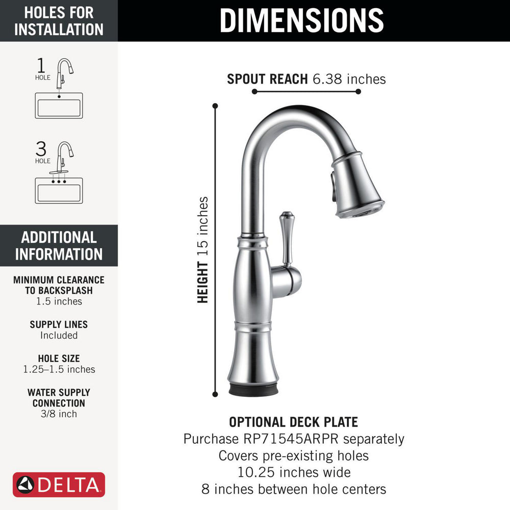 Delta Cassidy Touchless Pulldown Bar Faucet - 9997TL
