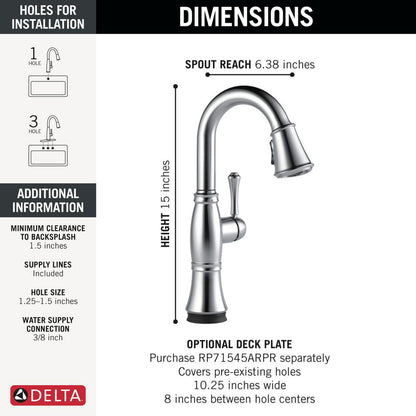 Delta Cassidy Touchless Pulldown Bar Faucet - 9997TL