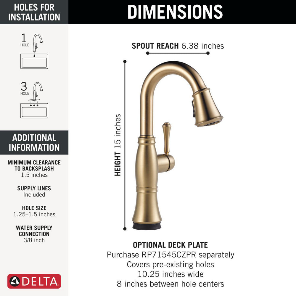 Delta Cassidy Touchless Pulldown Bar Faucet - 9997TL