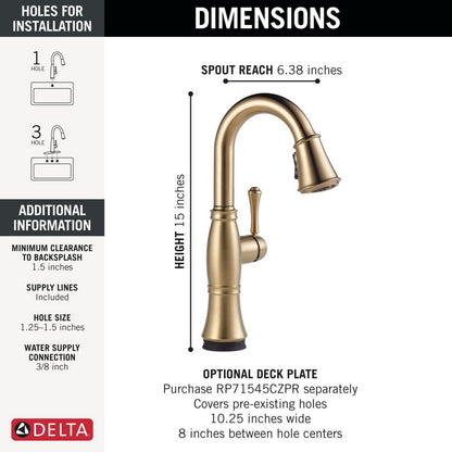 Delta Cassidy Touchless Pulldown Bar Faucet - 9997TL