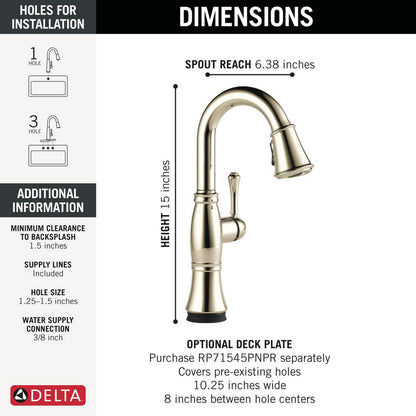 Delta Cassidy Touchless Pulldown Bar Faucet - 9997TL