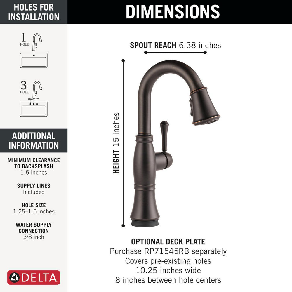 Delta Cassidy Touchless Pulldown Bar Faucet - 9997TL