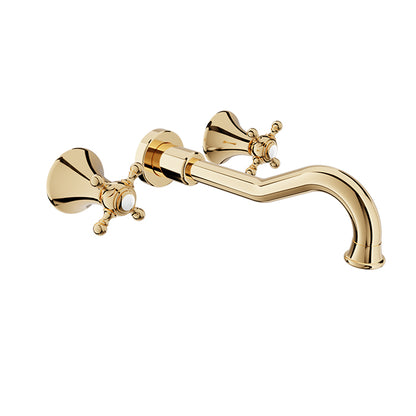 Baril Nautica B16 Wall-Mounted Lavatory Faucet With Cross Handles - Gold
