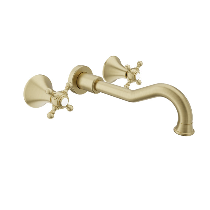 Baril Nautica B16 Wall-Mounted Lavatory Faucet With Cross Handles - Satin Brass