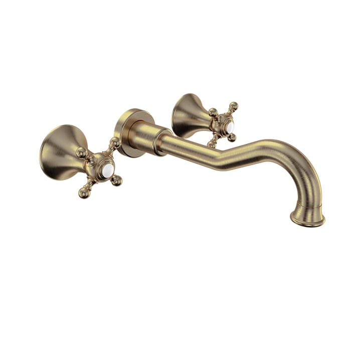 Baril Nautica B16 Wall-Mounted Lavatory Faucet With Cross Handles - Warm Gold