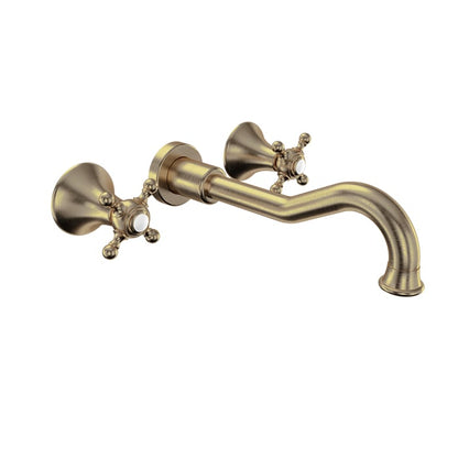 Baril Nautica B16 Wall-Mounted Lavatory Faucet With Cross Handles - Warm Gold