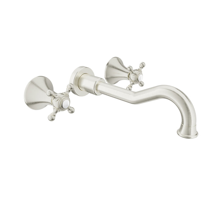 Baril Nautica B16 Wall-Mounted Lavatory Faucet With Cross Handles - Brushed Nickel