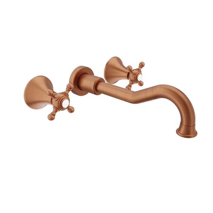 Baril Nautica B16 Wall-Mounted Lavatory Faucet With Cross Handles - Satin Copper