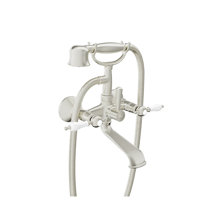 Baril Ralph B18 Wall-Mounted Tub-Shower Mixer B18-1201-01 - Brushed Nickel / White