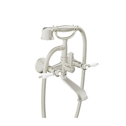 Baril Ralph B18 Wall-Mounted Tub-Shower Mixer B18-1201-01 - Brushed Nickel / White