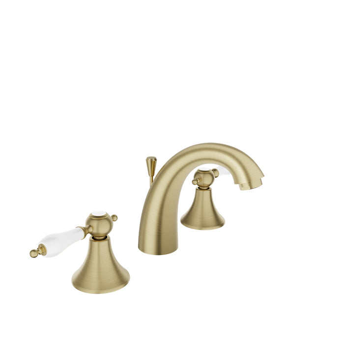 Baril Ralph B18 8" Widespread Lavatory Faucet B18-8001-00L - Satin Brass / White