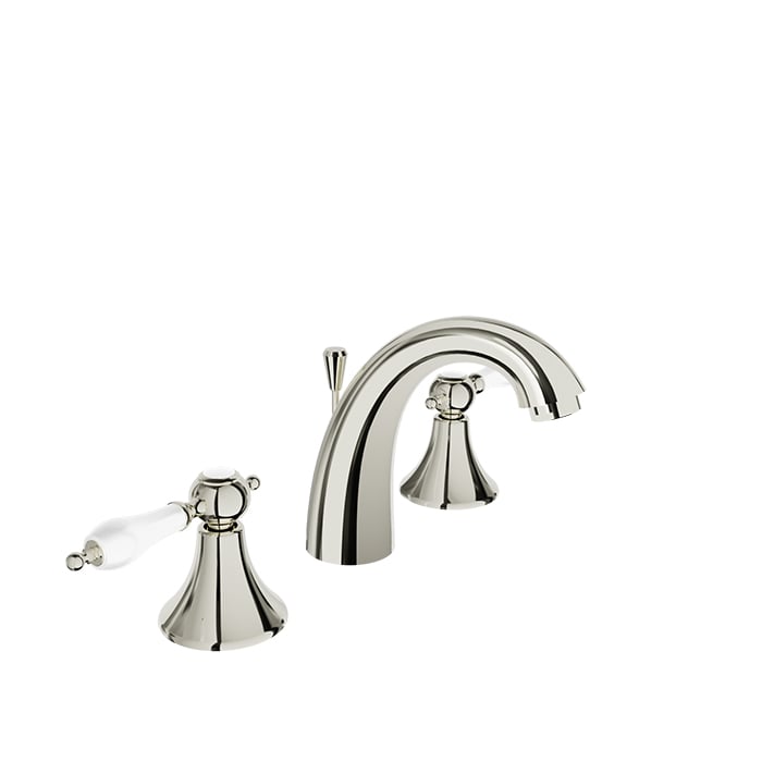 Baril Ralph B18 8" Widespread Lavatory Faucet B18-8001-00L - Polished Nickel / White