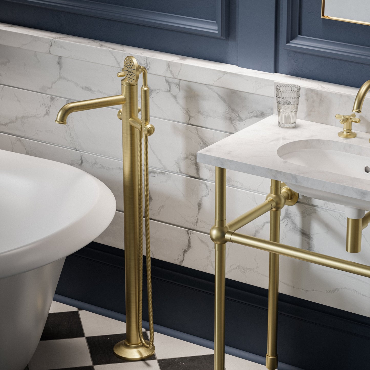 Baril Beaumont B20 Trim Only For Floor-Mounted Tub Filler With Hand Shower - T20-1112-00
