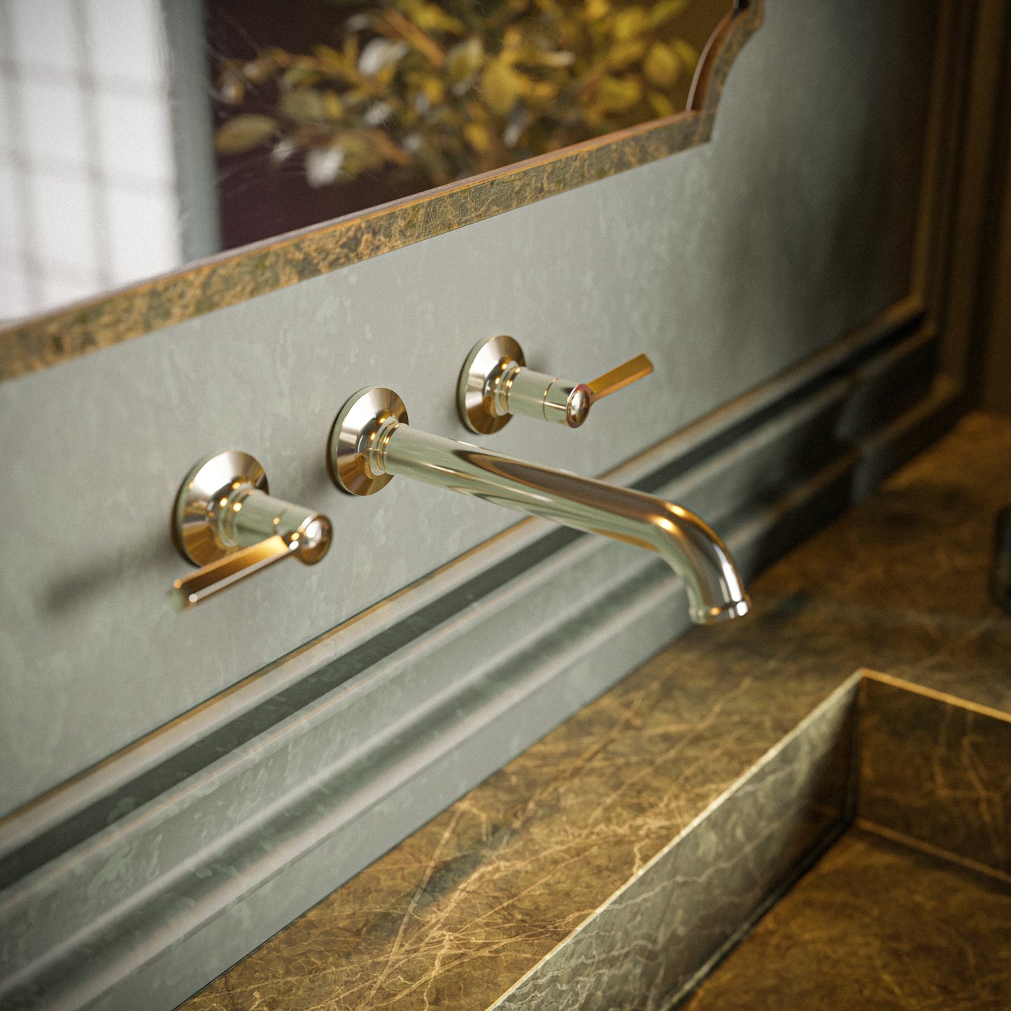 Baril Beaumont B20 Trim Only For Two Handles Wall-Mounted Lavatory Faucet, Drain Not Included T20-8044-00L