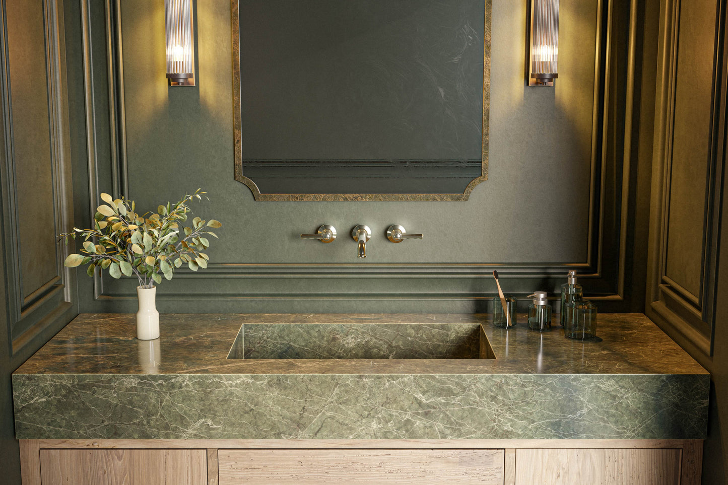 Baril Beaumont B20 Trim Only For Two Handles Wall-Mounted Lavatory Faucet, Drain Not Included T20-8044-00L