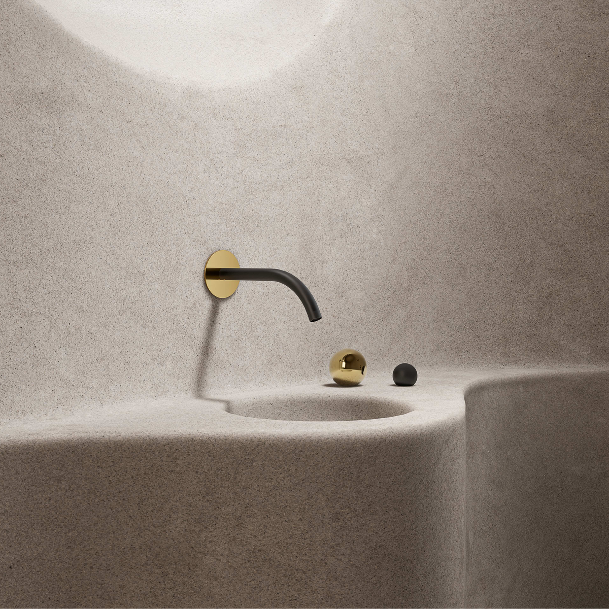 Robinet de lavabo mural Baril Marie B35 avec poignées sur gorge, bec noir mat, drain non inclus - B35-8100-00L