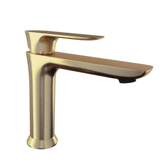 Baril Sens B45 Single-Hole Lavatory Faucet With 7-Inch Spout, Drain Not Included - Warm Gold