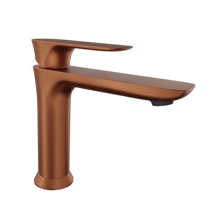 Baril Sens B45 Single-Hole Lavatory Faucet With 7-Inch Spout, Drain Included - Satin Copper