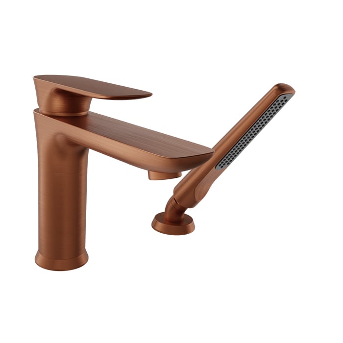 Baril Sens B45 2-Piece Tub Filler With Hand Shower - Satin Copper