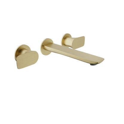 Baril Sens B45 Two Handles Wall-Mounted Lavatory Faucet, Drain Not Included - Satin Brass