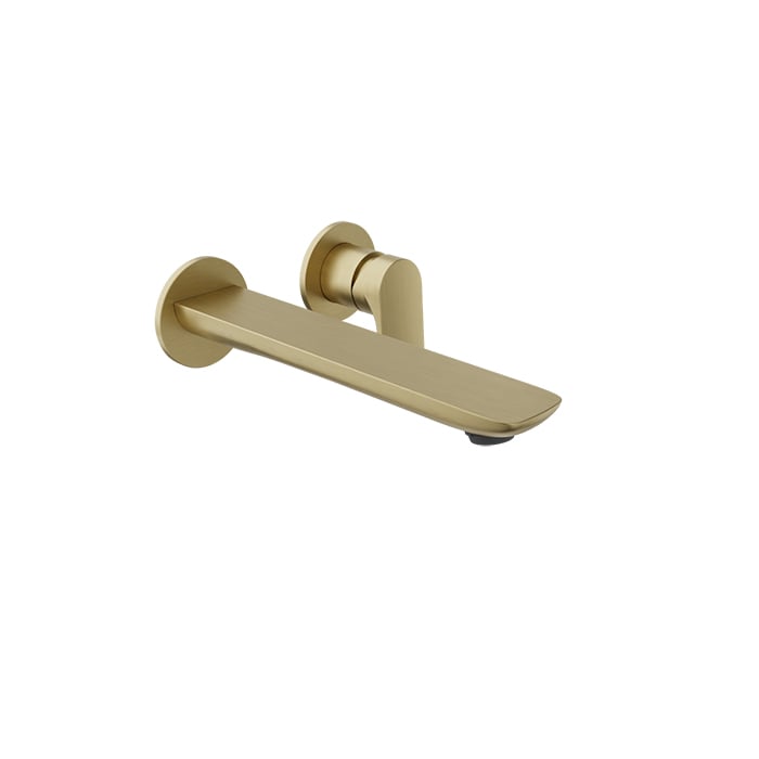 Baril Sens B45 Single Lever Wall-Mounted Lavatory Faucet, Drain Not Included - Satin Brass